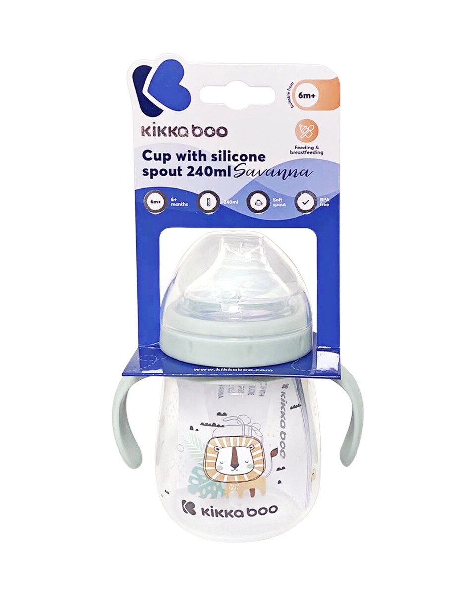 Kikkaboo Baby-Trinklernbecher Savanna 240 ml Deckel bequemer Griff ab 6 Monaten grün