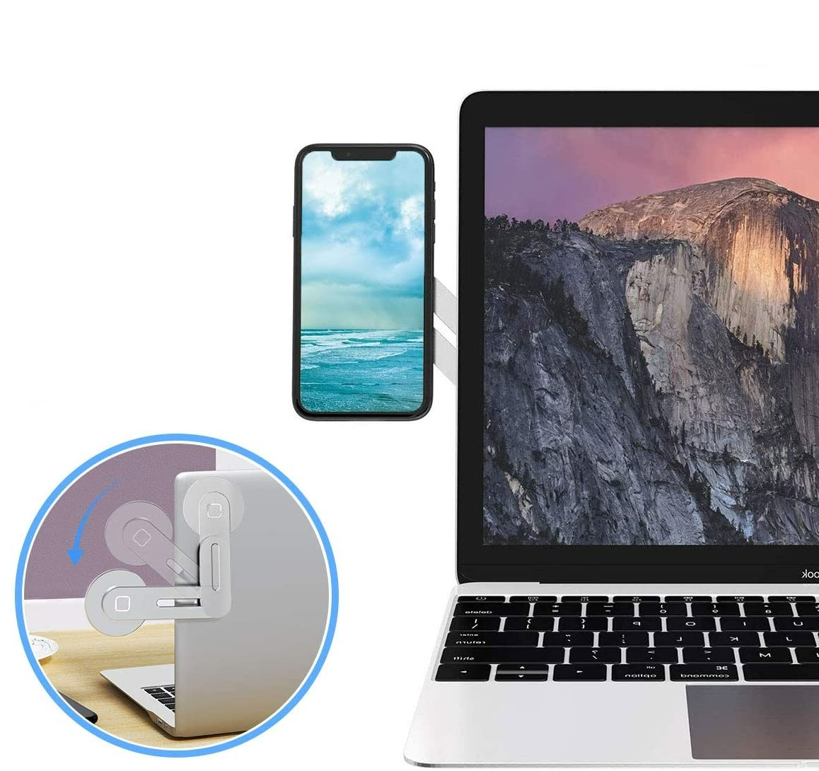 Selbstklebende Aluminium Laptop Erweiterung Magnetische Smartphone Halterung inkl. Magnet Ring - Schwarz