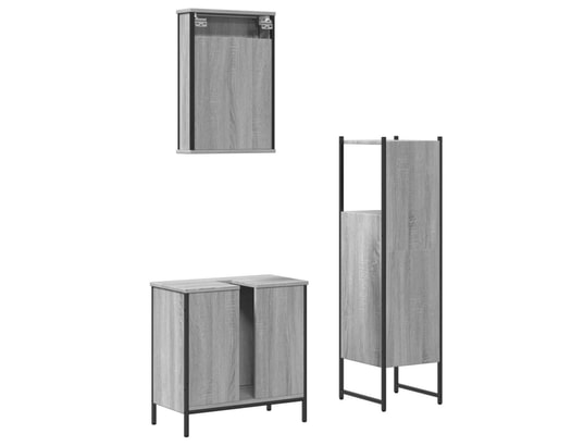 VIDAXL - Ensemble de meubles de salle de bain 3 pcs sonoma gris