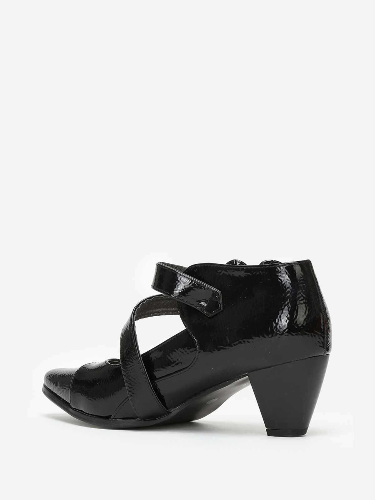 Escarpins vernis avec brides- Noir