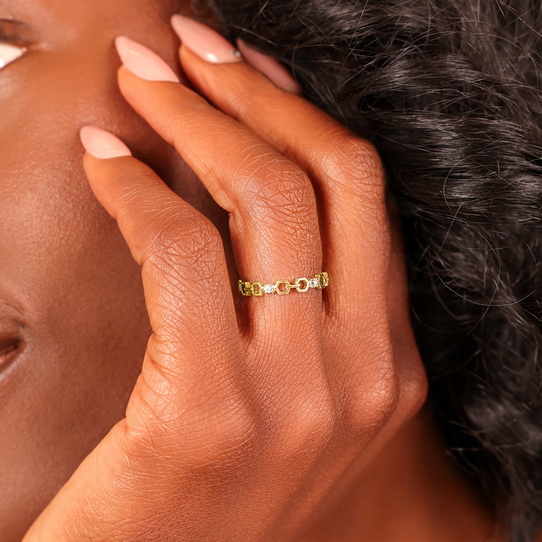 Ring 750/18 K Gelbgold mit Diamanten 0.08 ct H/si