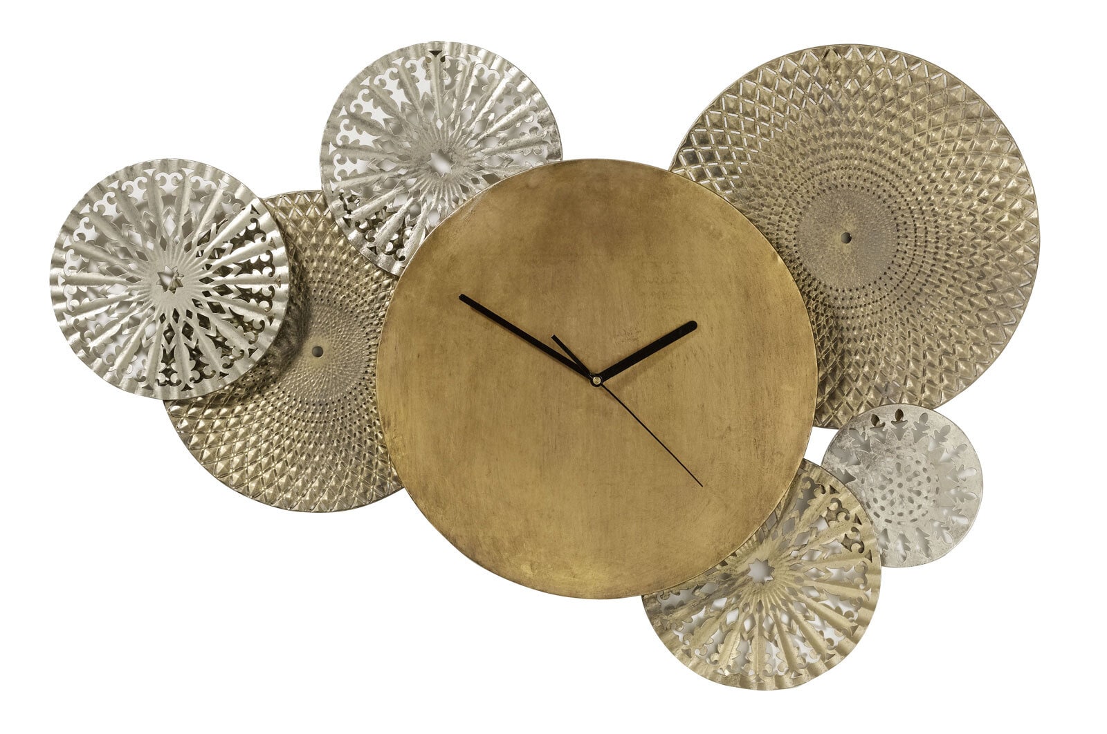 casaNOVA Wanduhr Kreise 90 x 58,5 cm goldfarbig