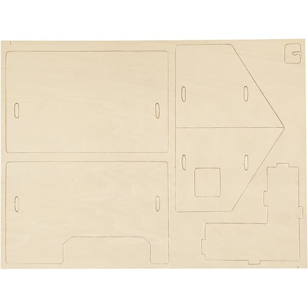 3D Konstruksjonsfigur, Hus med hveranda, str. 22,5x16x17,5, 1 stk.