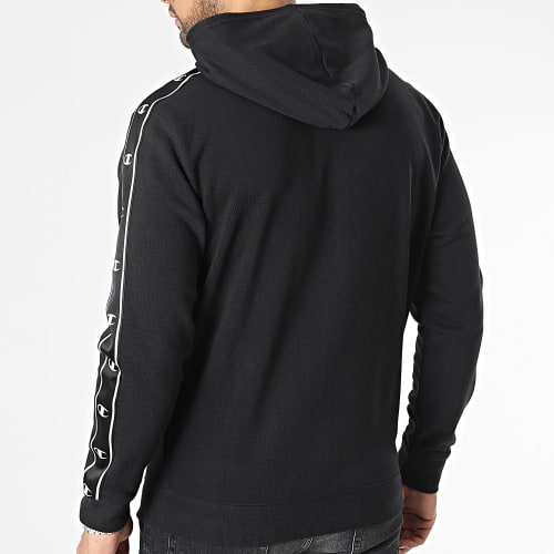 Sweat Capuche Zippé A Bandes 218469 Noir