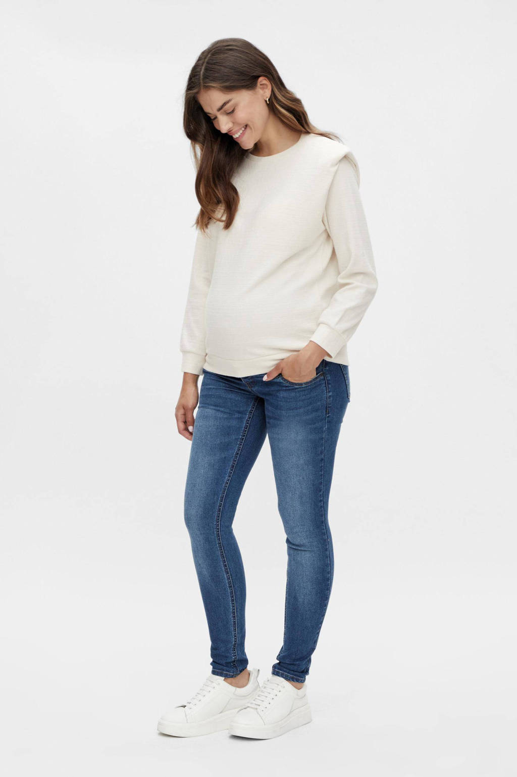 MAMALICIOUS zwangerschaps slim fit jeans MLNOVO dark blue denim