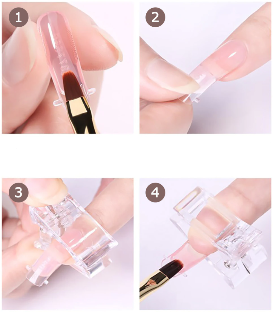 (10er Set) Acryl Fingernagel Clip Gel Nägel UV Klemmen - Transparent