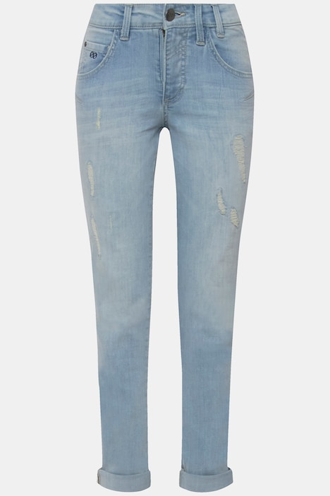 Slimjeans, bleached, 5-Pocket, mit recyceltem Polyester
