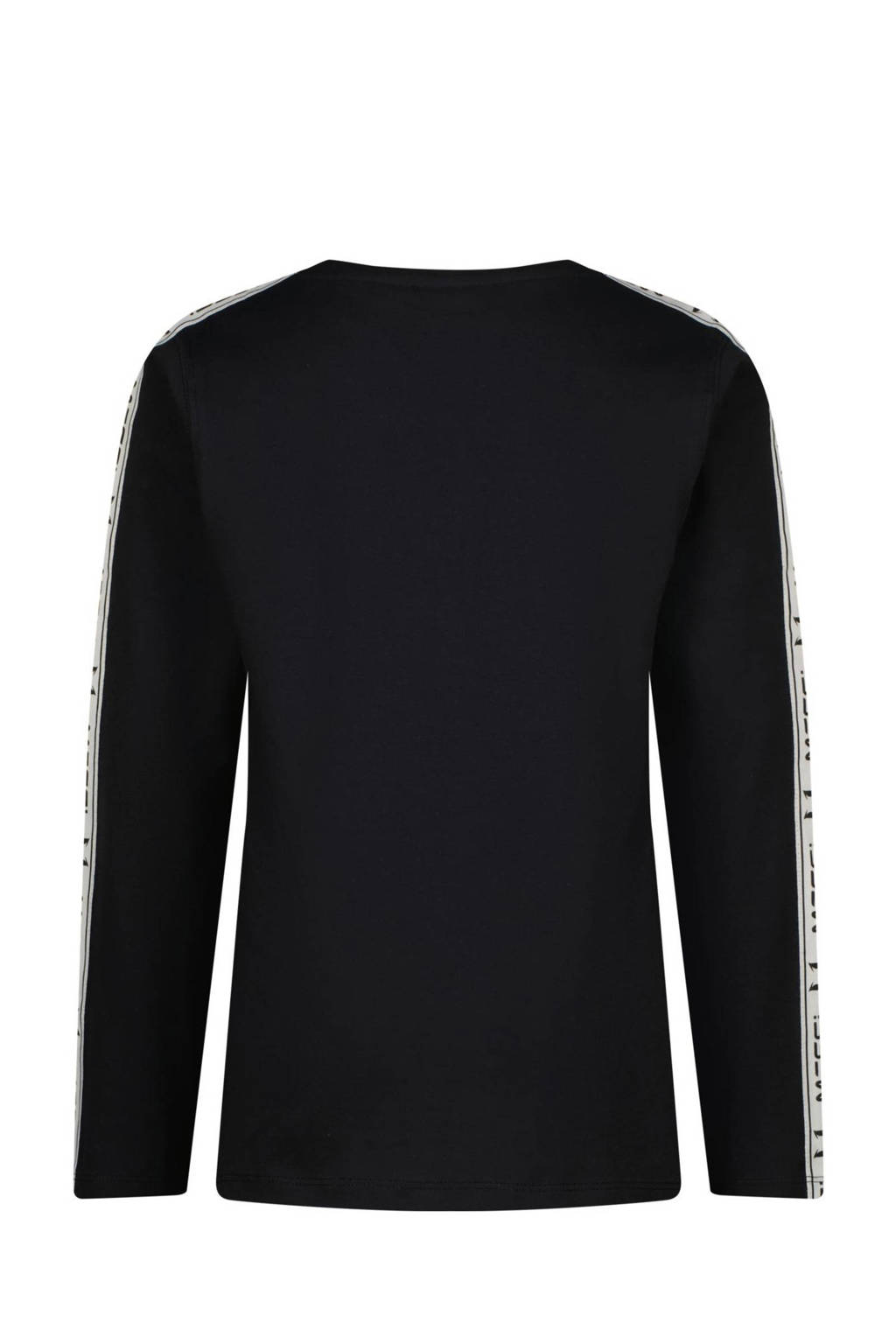 Messi longsleeve Nerol met contrastbies zwart/lichtroze