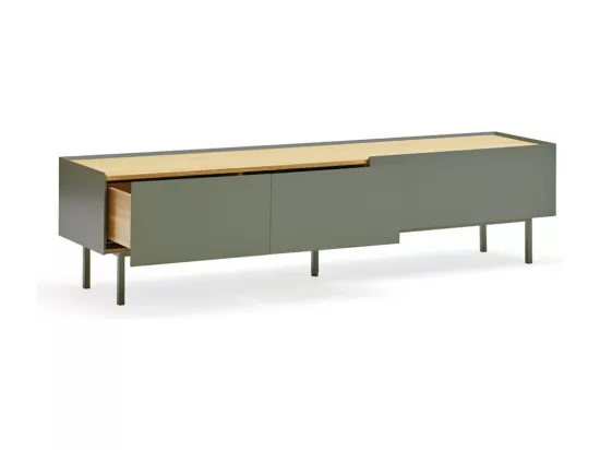 Arista - Meuble TV en bois 1 porte 2 tiroirs L180cm : Couleur - Vert amande