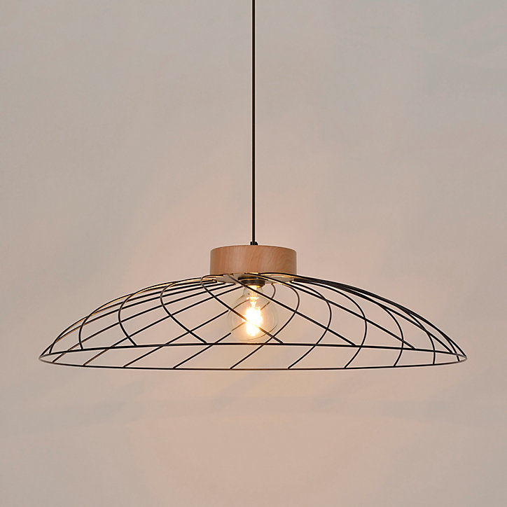 Suspension Kento E27 IP20 15W Ø.78 x H. 104 cm Corep noir et naturel