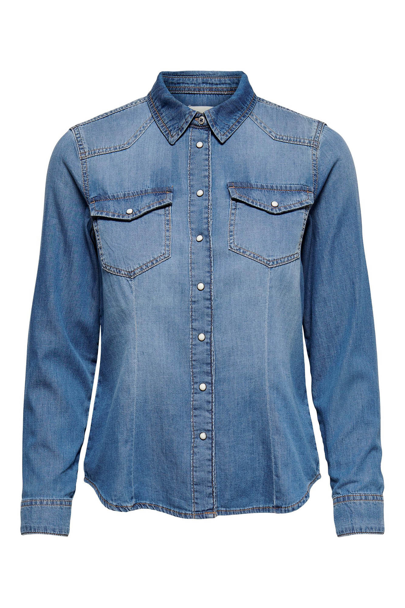 camisa jeans de manga comprida