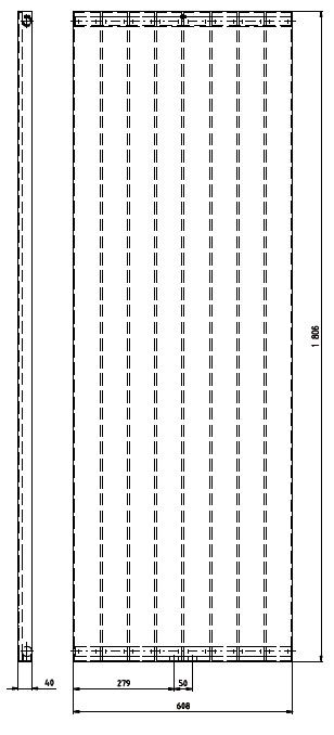 Plieger Perugia designradiator verticaal middenaansluiting 1806x608mm 1070W wit