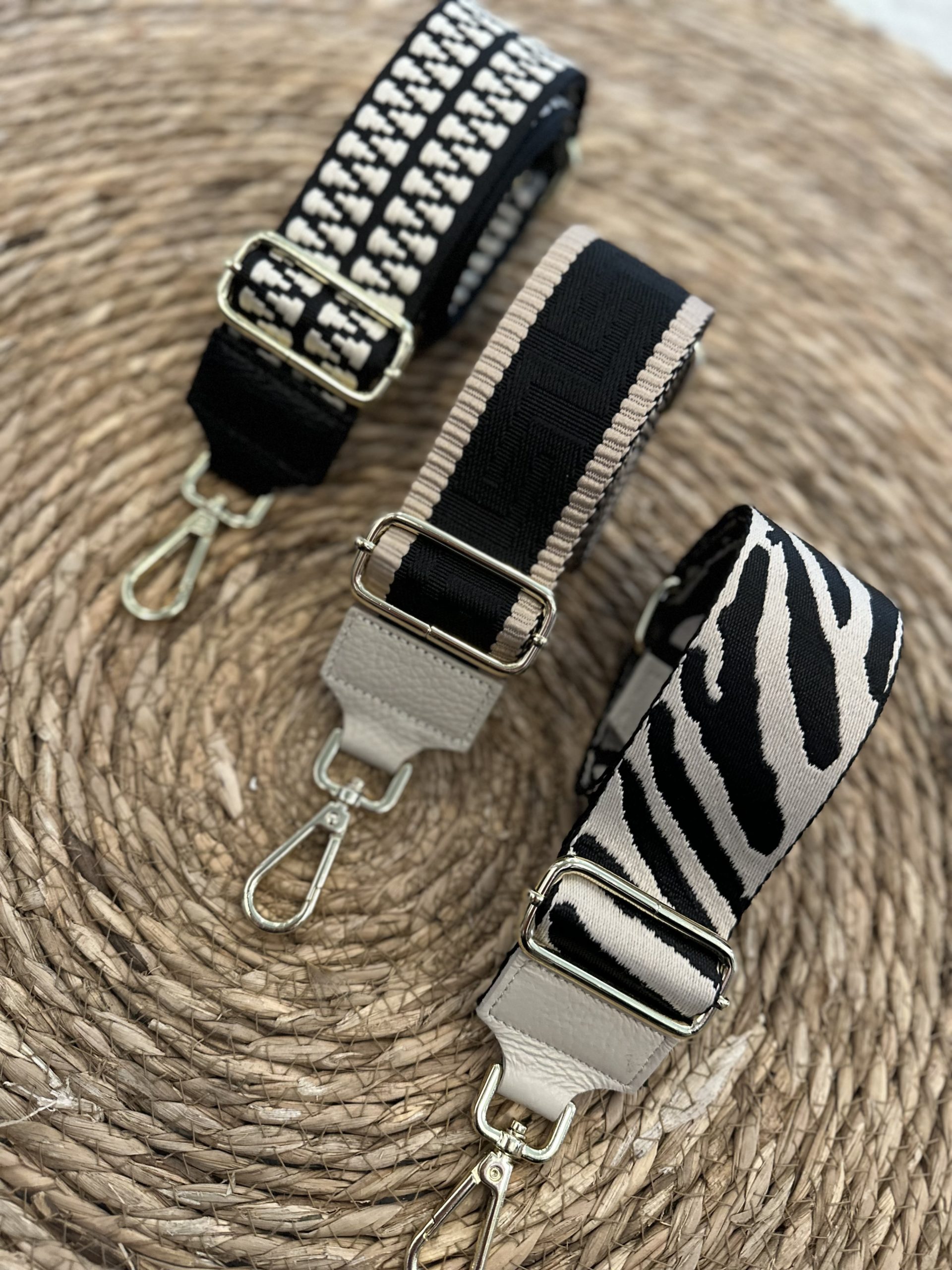 Bag Strap - Zebra Ecru/Zwart - Goud