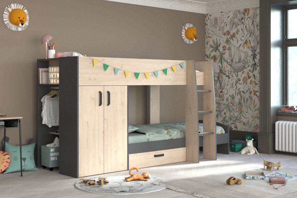 Etagenbett STIM 2 - Eiche Jackson-grau - 90x200 cm
