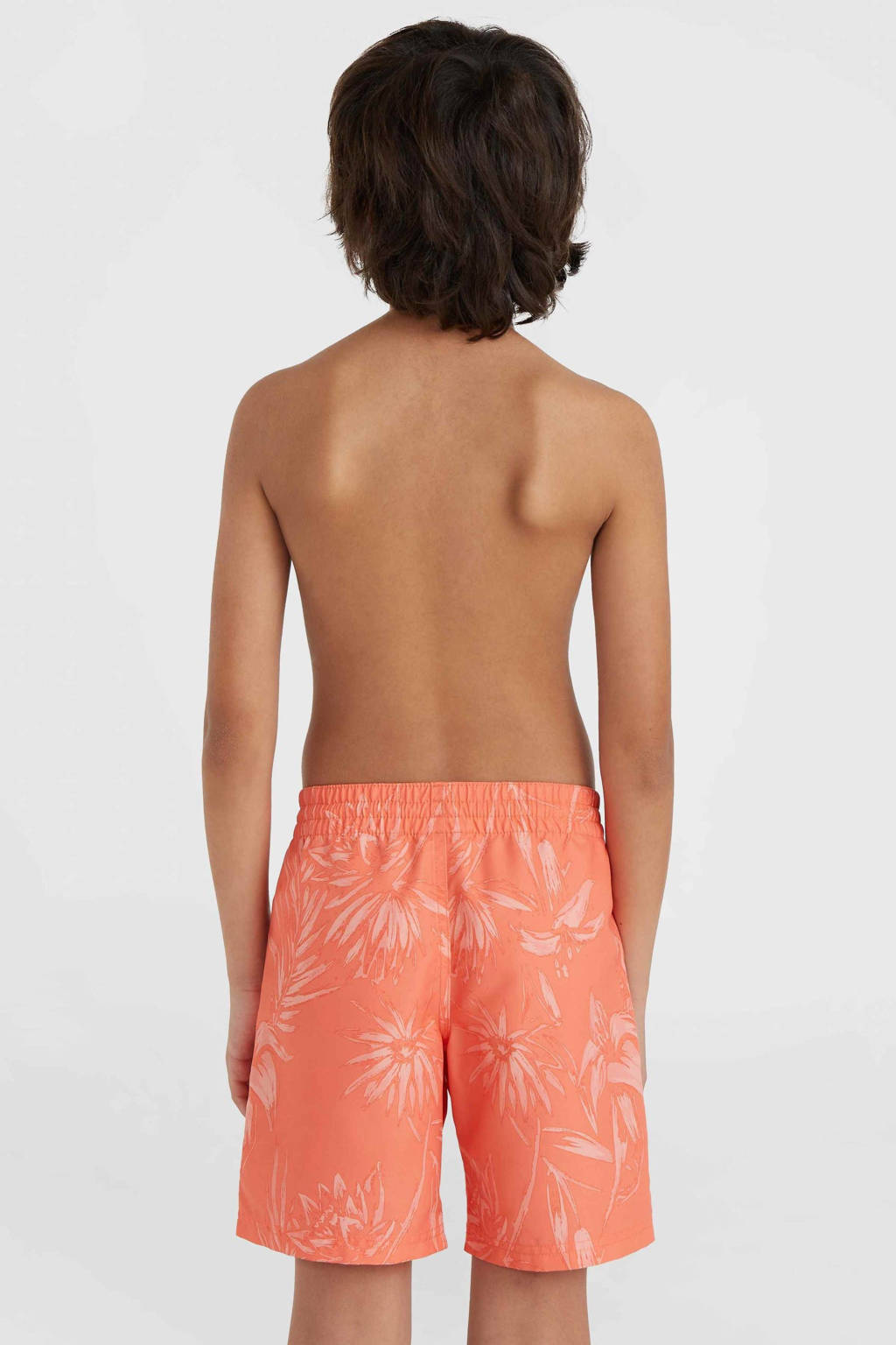 zwemshort met logo koraaloranje