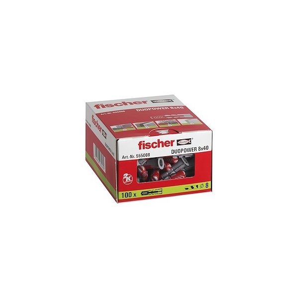 Fischer Bucha Duopower 8x40s   Parafuso 5,5x50mm Caixa com 50 Un 555108 - 96062