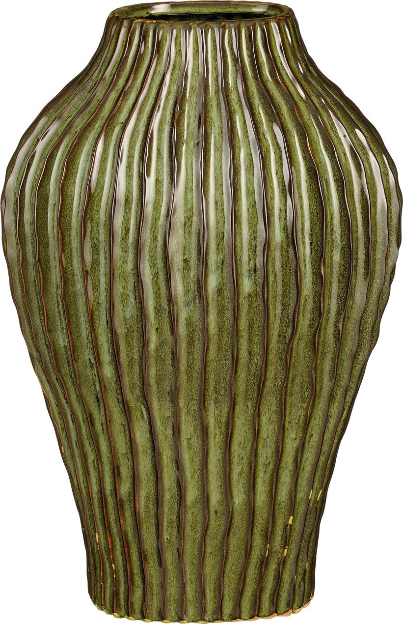 Mica Decorations vaas Timo groen / bruin D 28 H 45 cm