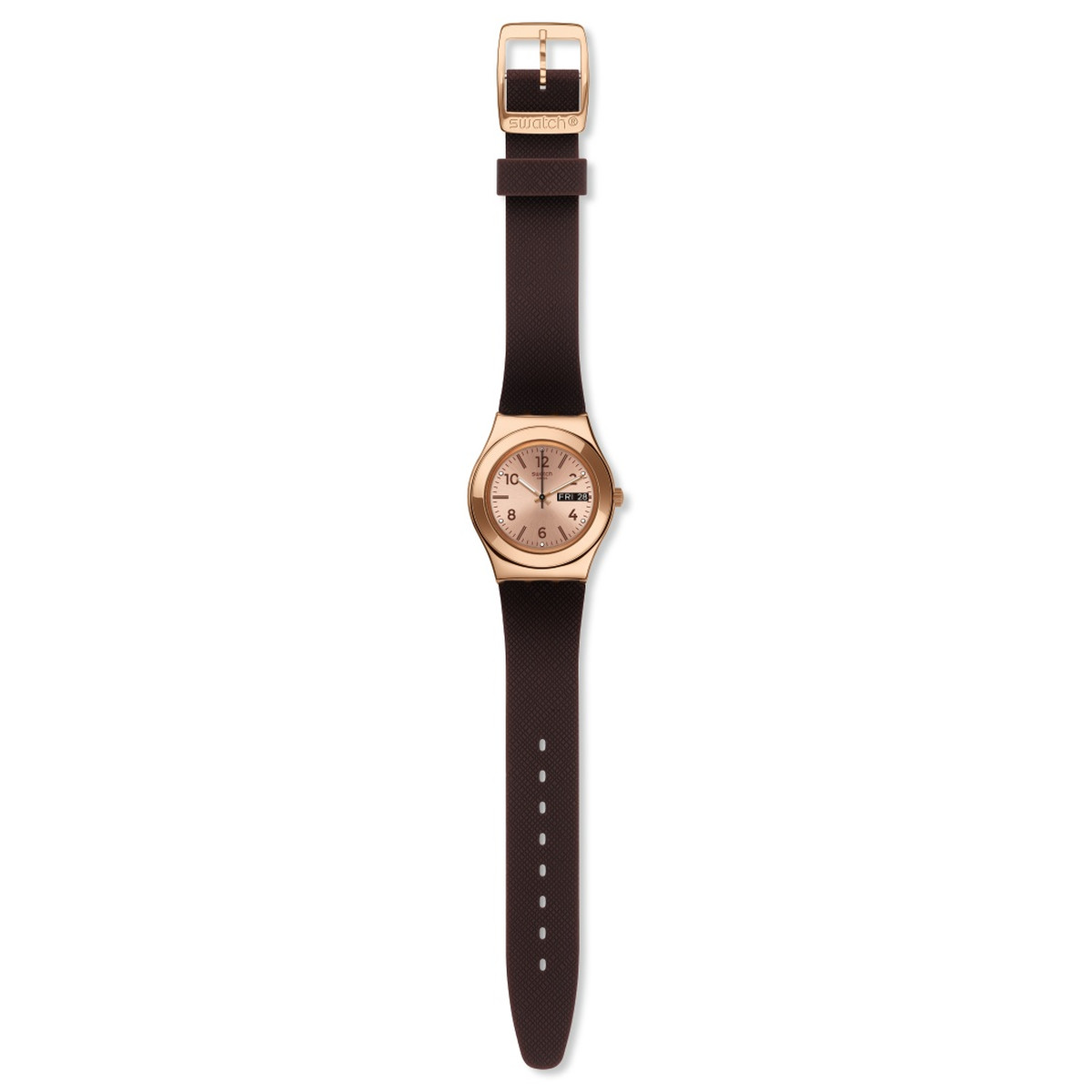 Montre Swatch Brownee femme acier doré silicone