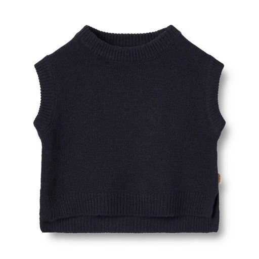 Wheat Cuba Knit Vest, Navy, 92 cm