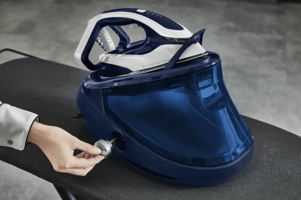 Tefal Pro Express Vision GV9812E0 - Dampstrygejern med automatisk afbrydelse - såleplade: Durilium AirGlide Autoclean - 3000 W - kjoleblå/hvid
