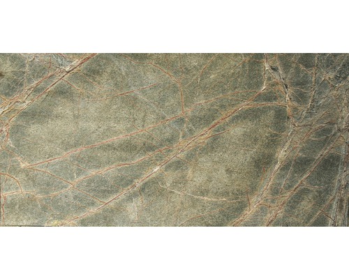 Echte steenmarmer SlateLite, flinterdun 1,5 mm, Regenwoudgroen, 61x122 cm