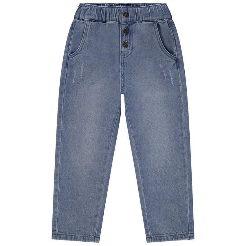 Jean droit effet used pour garçon - Bleu moyen