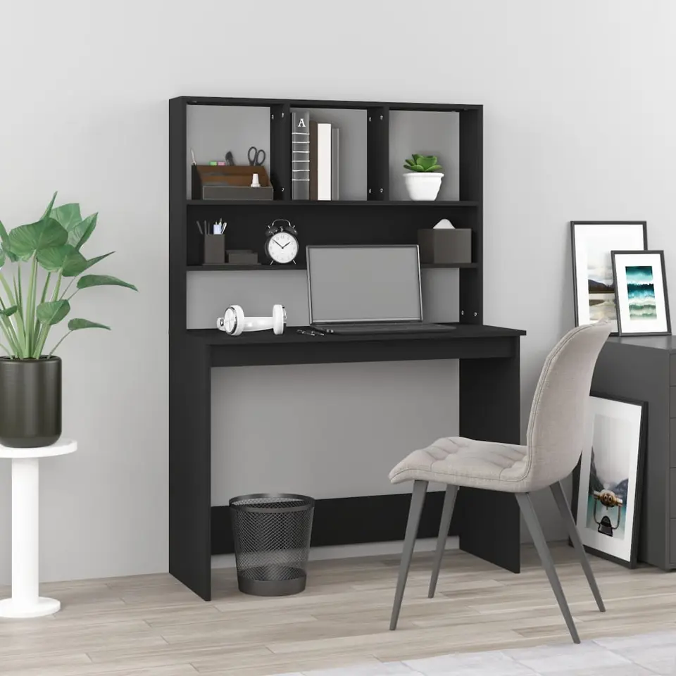 vidaXL - Bureau - Zwart - Bewerkt hout