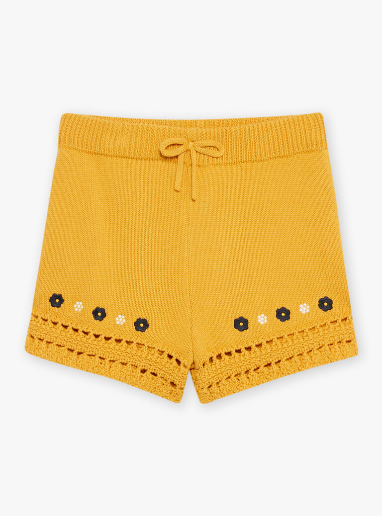 Short jaune moutarde en maille