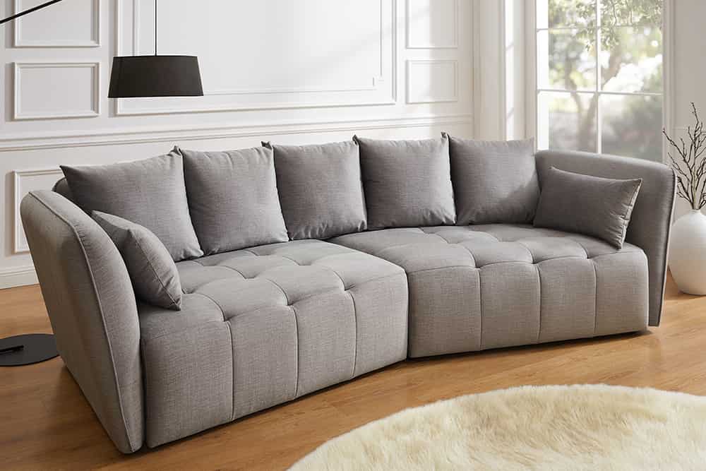 Modernes Big Sofa ROYAL 295cm grau Velours-Strickstoff Federkern XXL-Couch