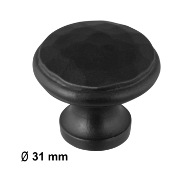 Knop Hamerslag zwart 31mm