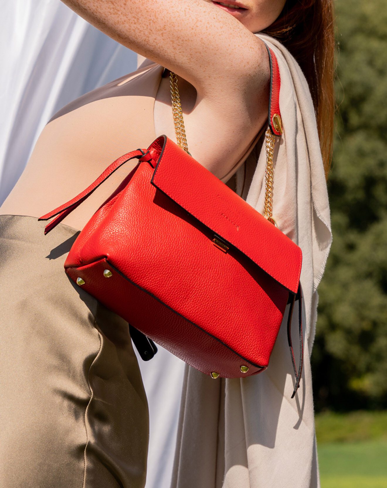 Christian Laurier Sac porté épaule en Cuir Grace rouge - 27x18x11 cm