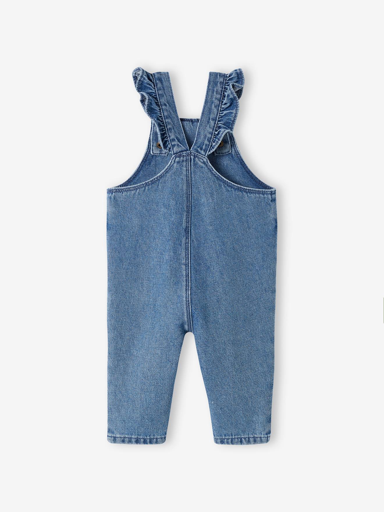 Macacão jeans infantil na cor pedra
