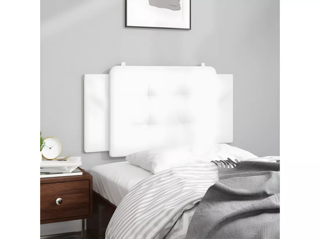 Coussin de tête de lit blanc 100 cm similicuir