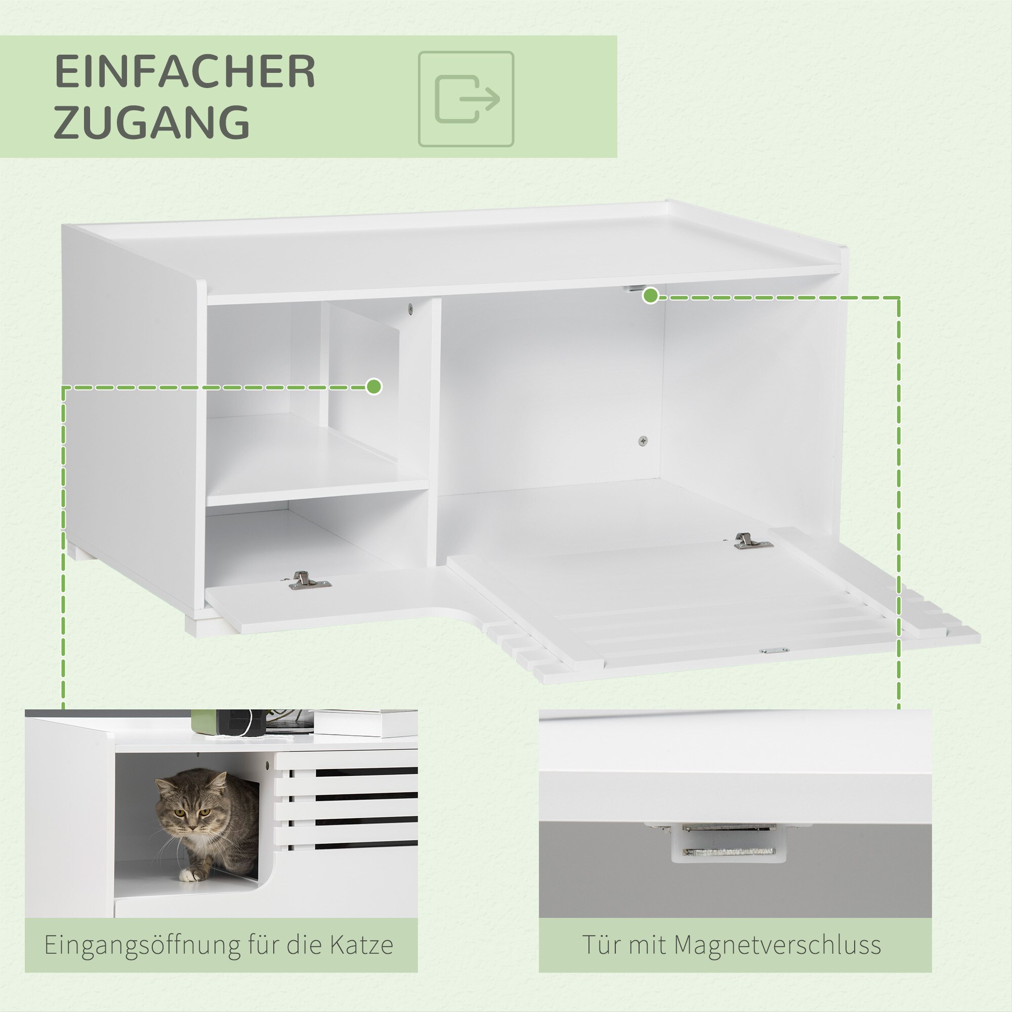 PawHut Katzentoilett mit erhöhtem Boden weiß 90L x 48B x 43,5H cm