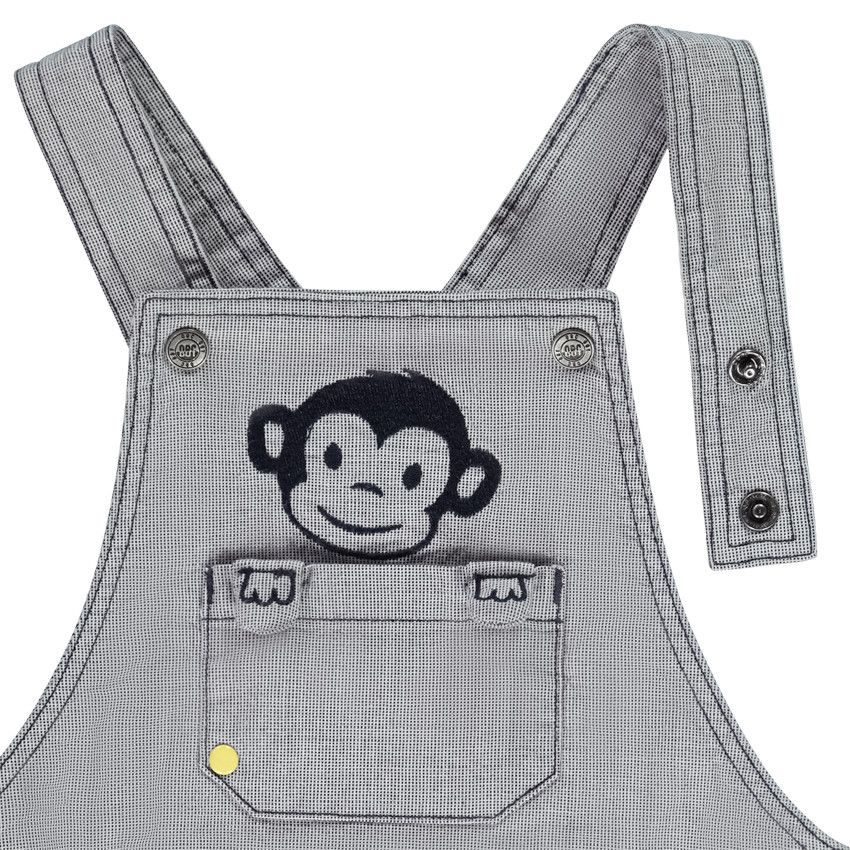 Ensemble polo et salopette avec broderie singe pour bébé garçon - Blanc