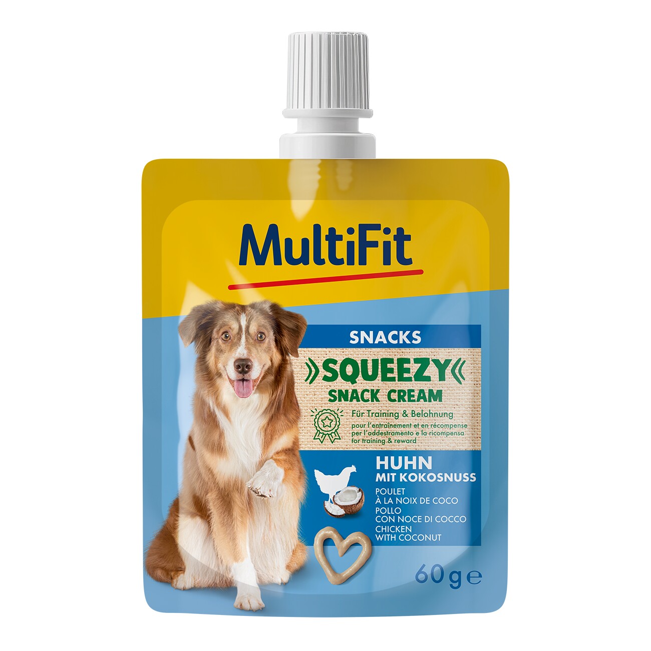 MultiFit Squeezy Snack Cream Huhn mit Kokosnuss 10x60 g