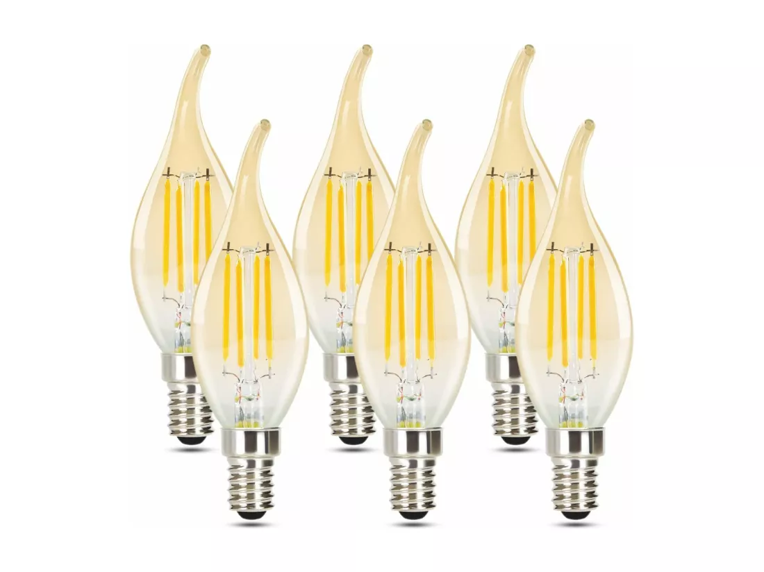 NETTLIFE Lot de 6 ampoules LED E14 bougies blanc chaud 4W 2700K filament rétro Edison, style vintage, économie d'énergie en verre - non dimmable