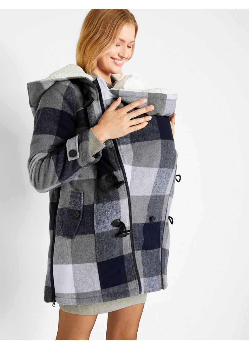 Veste de grossesse et de portage en laine avec doublure peluche