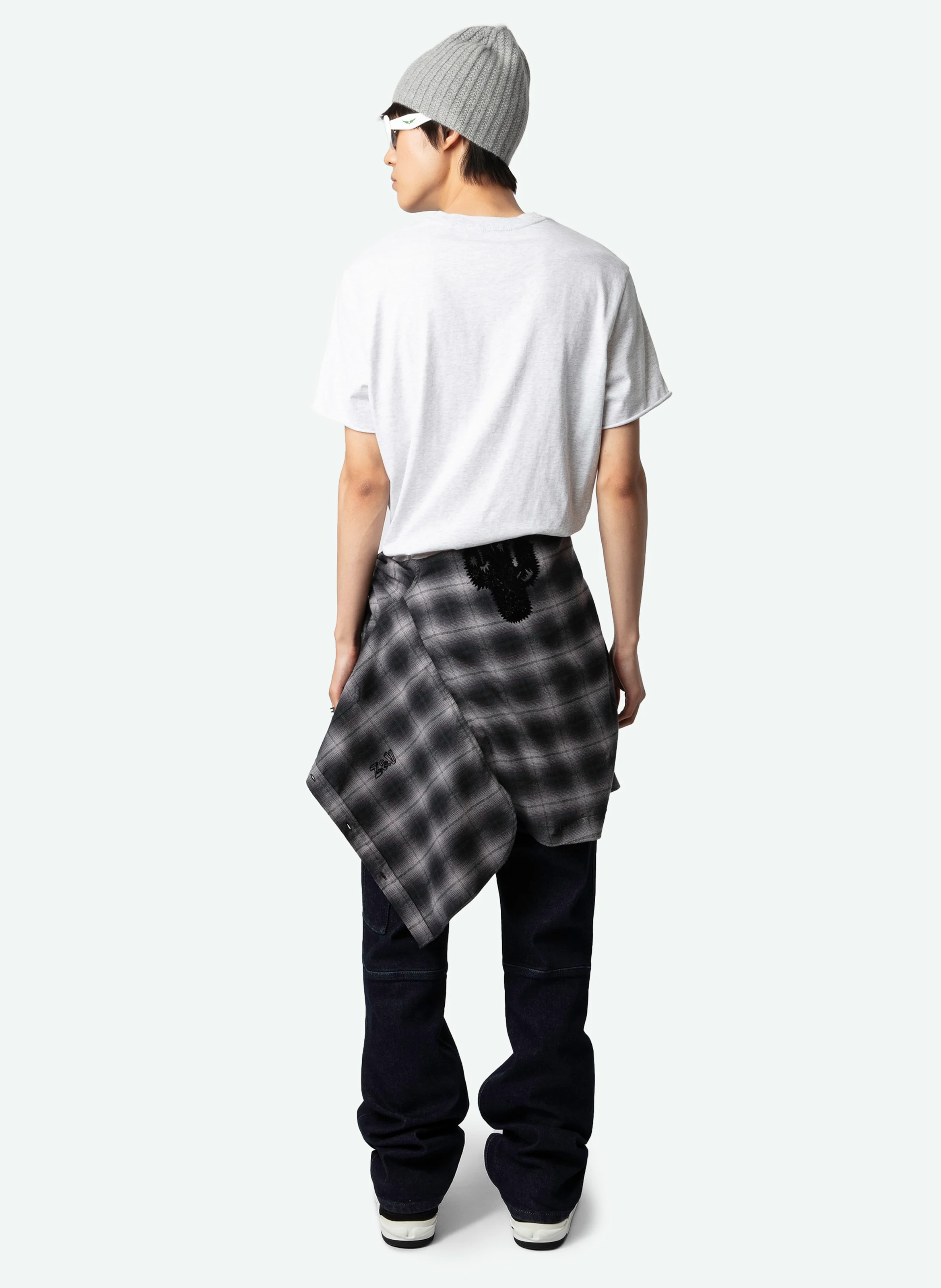 TED - Tee-shirt col rond droit en coton bio imprimé | Gris