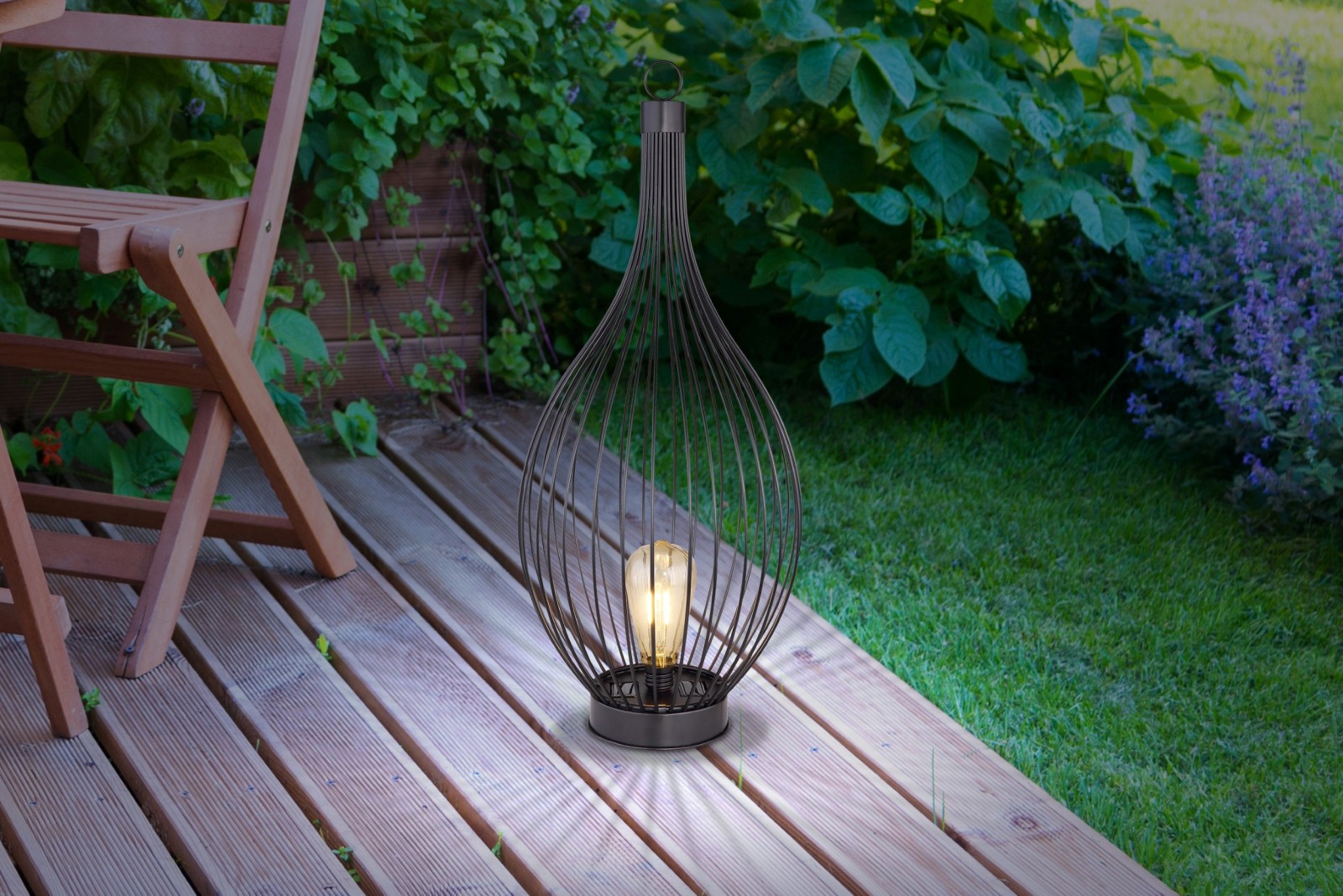 Solarleuchte - schwarz - Metall - 57 cm hoch