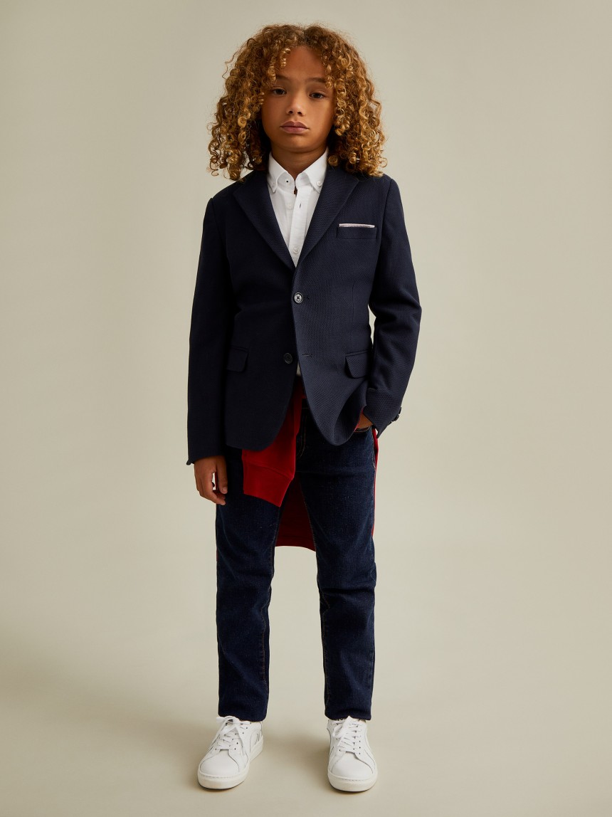 Blazer piqué com detalhes em vermelho