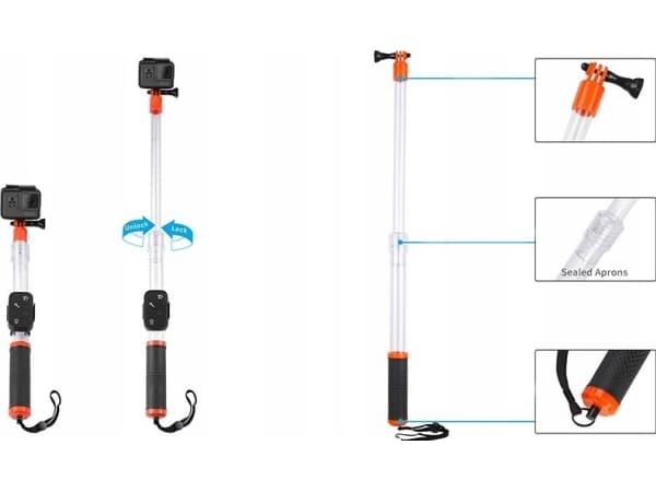 Telesin Monopod Grip Selfie Stick Transparent For Gopro Telesin