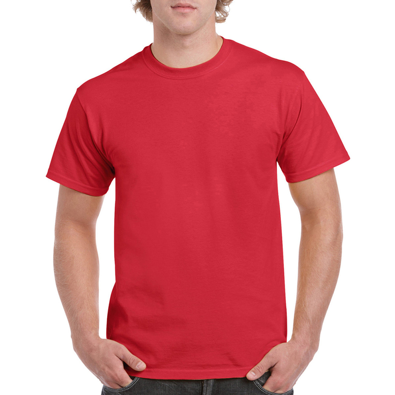 Camiseta básica de manga curta Gildan Heavy Cotton, 100% algodão grosso.