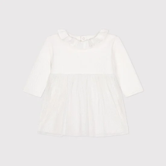 Robe manches longues   Marshmallow / Argent        12 mois   de               Petit Bateau
