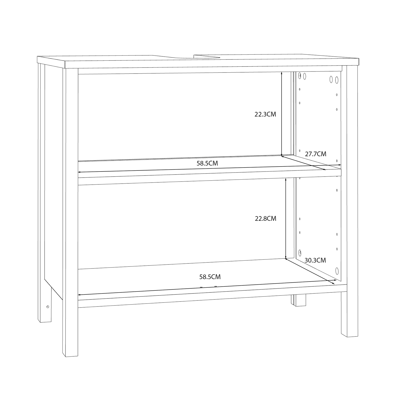 Waschbeckenunterschrank - weiß - 64 cm