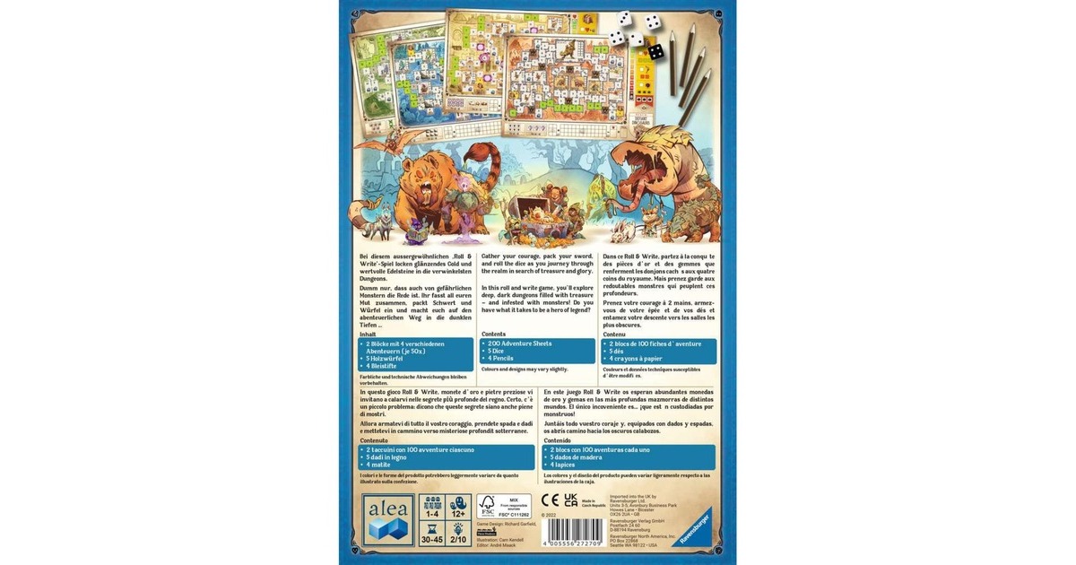 RavensburgerDungeons, Dice and Danger Bordspel  (Engels, 1 - 4 spelers, 30 - 45 minuten, Vanaf 12 jaar)