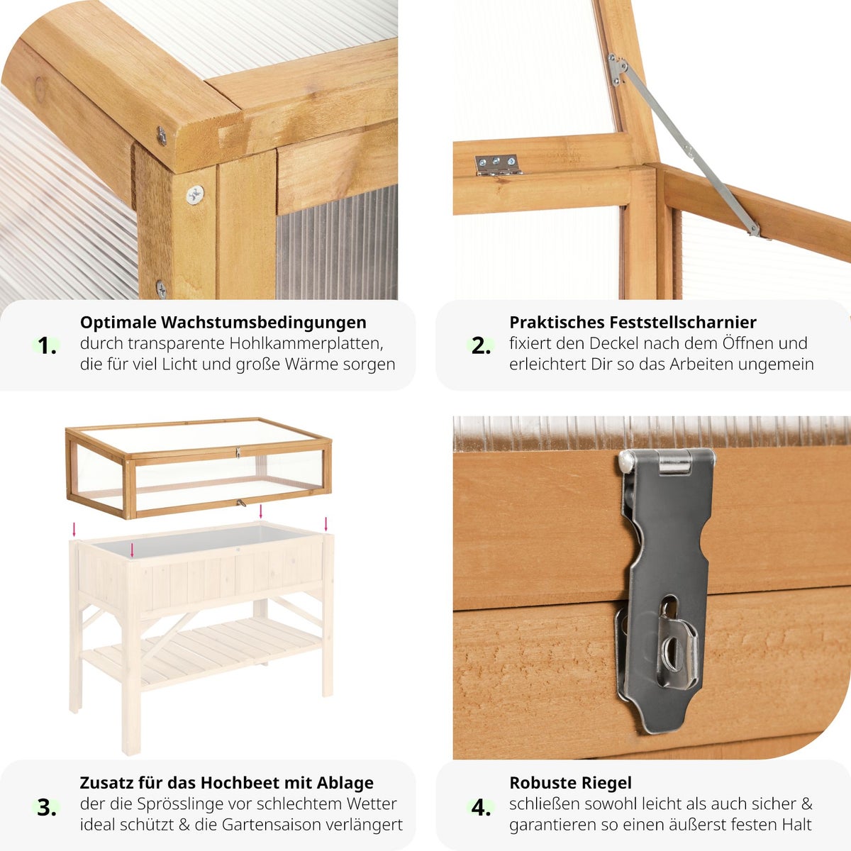 tectake houten kweekbak, 115 x 53 x 34 cm