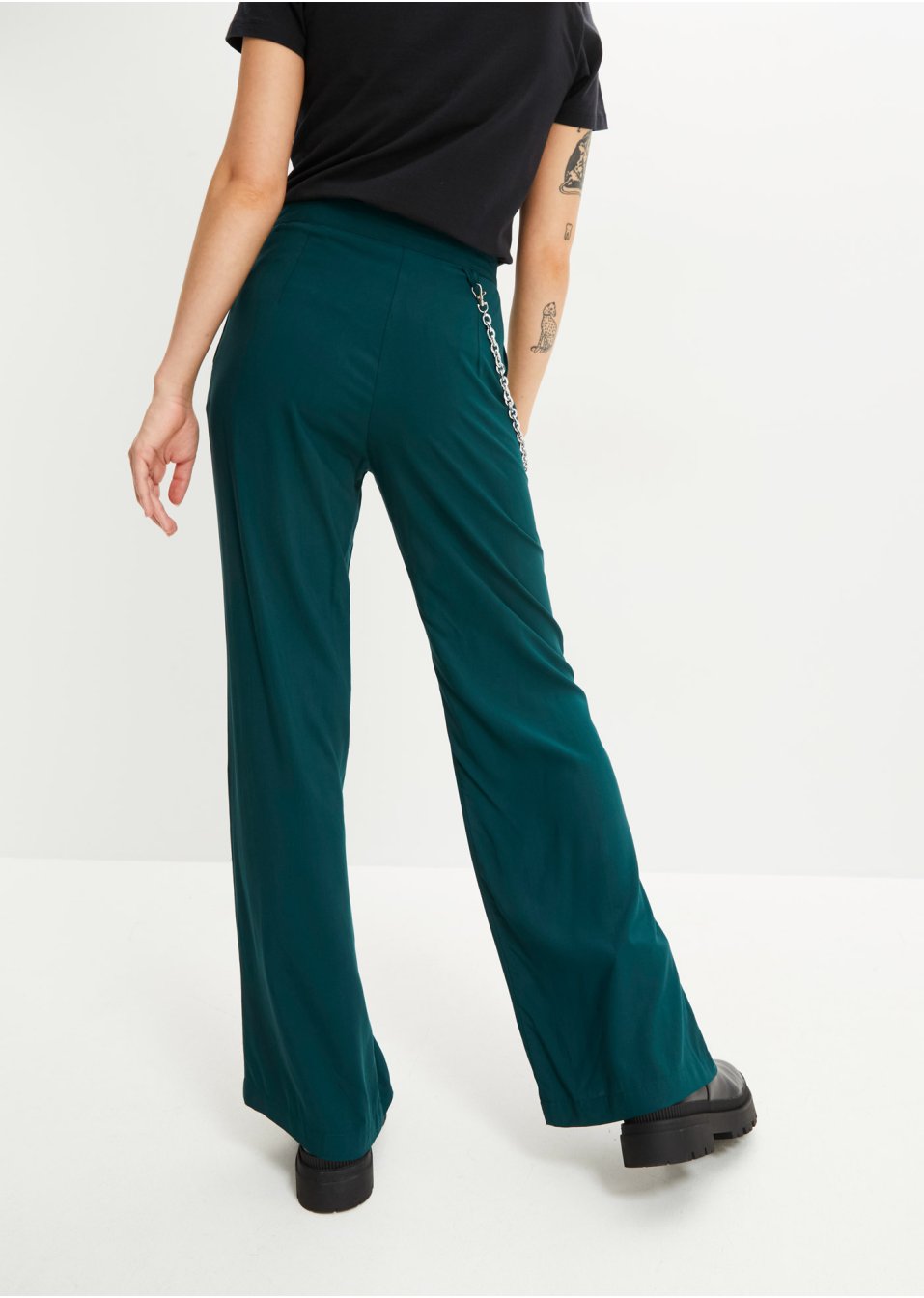 Pantalon large en viscose avec détail chaîne