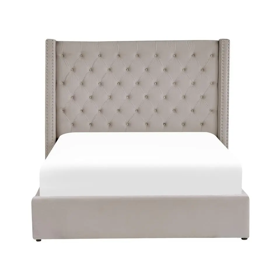 LUBBON - Bed met opbergruimte - Lichtgrijs - 140 x 200 cm - Fluweel