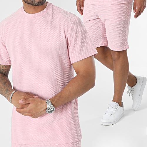 Ensemble Tee Shirt Et Short Jogging Rose Clair